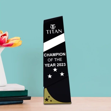 Wooden Black Coloured Customized Block Trophy - (11 inches in height)